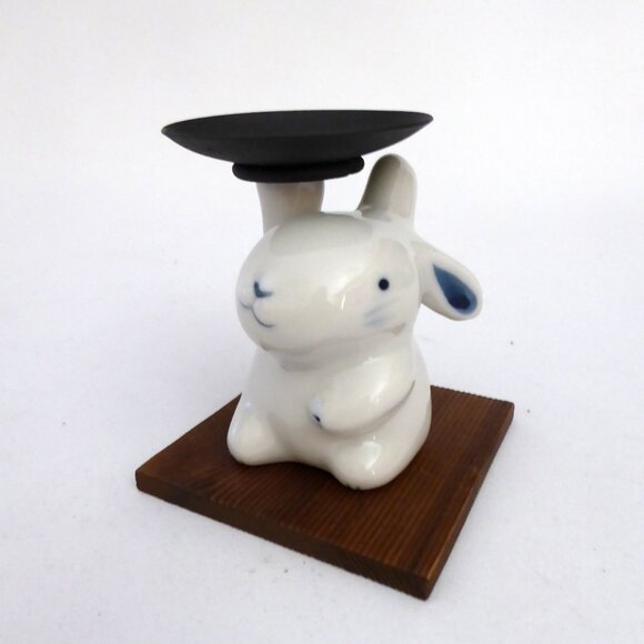 Other - JAPAN JAPANESE CERAMIC BUNNY RABBIT TEA LIGHT CANDLE HOLDER STAND (NEW)